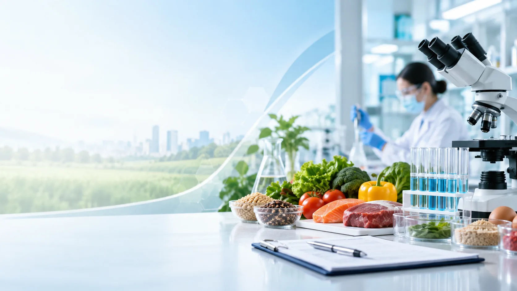 食品技术服务主题配图:食品原料与实验室分析场景